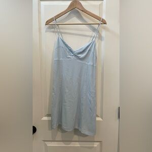 Aritzia Wilfred Pale Blue Smocked mini dress lined sz 8